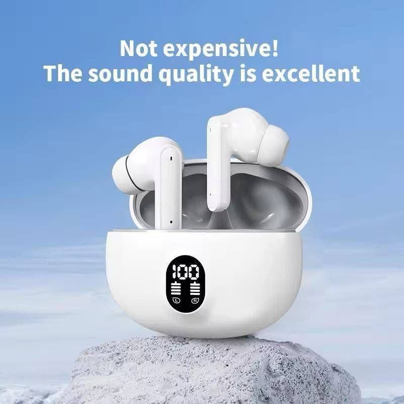 TWS Wireless Earbuds with LED Display – ENC Noise Cancellation, HiFi Stereo, Bluetooth 5.3 – Available in Black & White