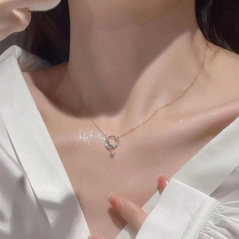 Rose Flower Necklace For Women Golden Color Tulip Flower Pendant Stainless Steel Chain